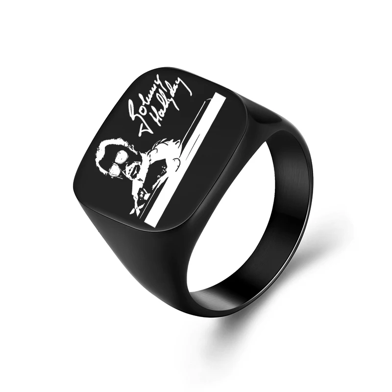 Кольцо с фотографией из нержавеющей стали для мужчин и женщин, большие кольца в стиле панк, рок, мужское кольцо на палец, серебряное, золотое, черное ювелирное изделие, подарок - Цвет основного камня: Black 10