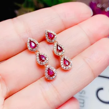 

Natural And Real ruby earring gemstone Jewelry 925 sterling silver for women Earring Party Ring