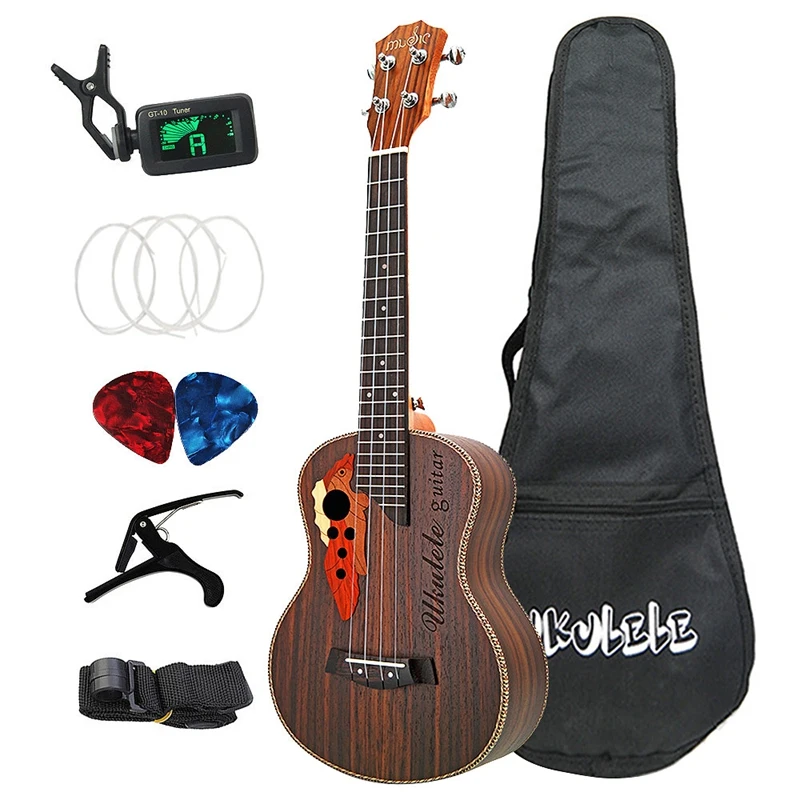 26 Inch Tenor Ukulele Druif Geluid Gat Hawaiian Gitaar 4 Snaren Palissander Ukelele Set Met Zak 26 Inch Tenor Ukulele Druif Geluid Gat Hawaiian Gitaar 4 Snaren Palissander Ukelele Set Met Zak
