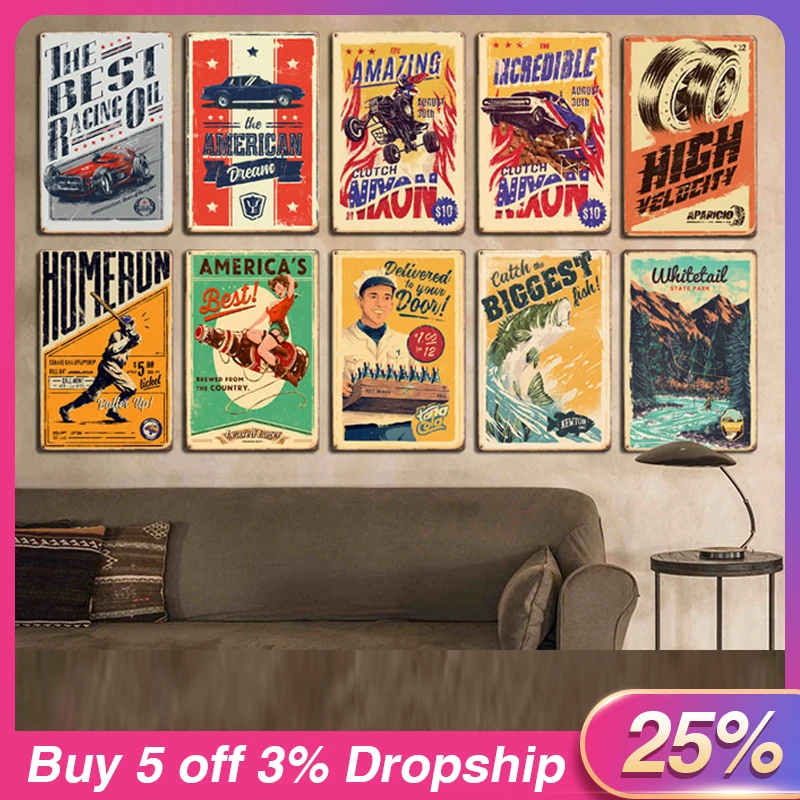 

Vintage Metal Painting Retro Metal Tin Signs Painting Poster Wall Art Sticker Home Decor Bar Pub Decorative Festival Decorative