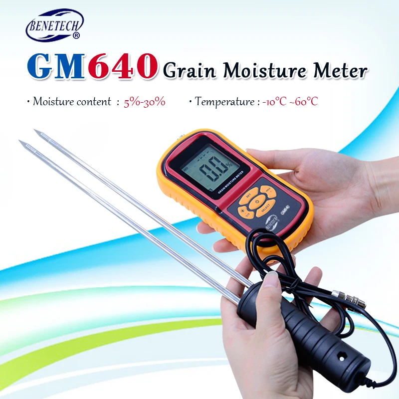 Измеритель влажности еды BENETECH GM640 100% оригинальный измеритель с зондом иглой