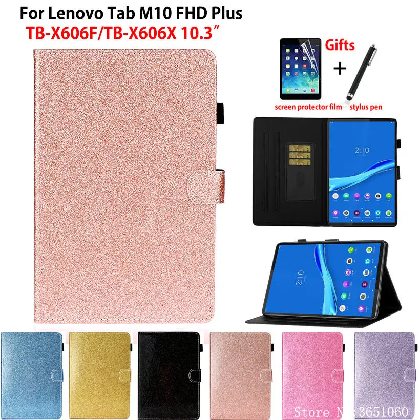 Блестящий чехол для Lenovo Tab M10 FHD Plus Cover 10 3 ТБ X606F TB X606X Funda Tablet Flip Stand Shell Capa Coque +