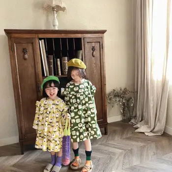 

2020 Korea style girls printed dress fashion spring girls dresses 2-7 years HJ708