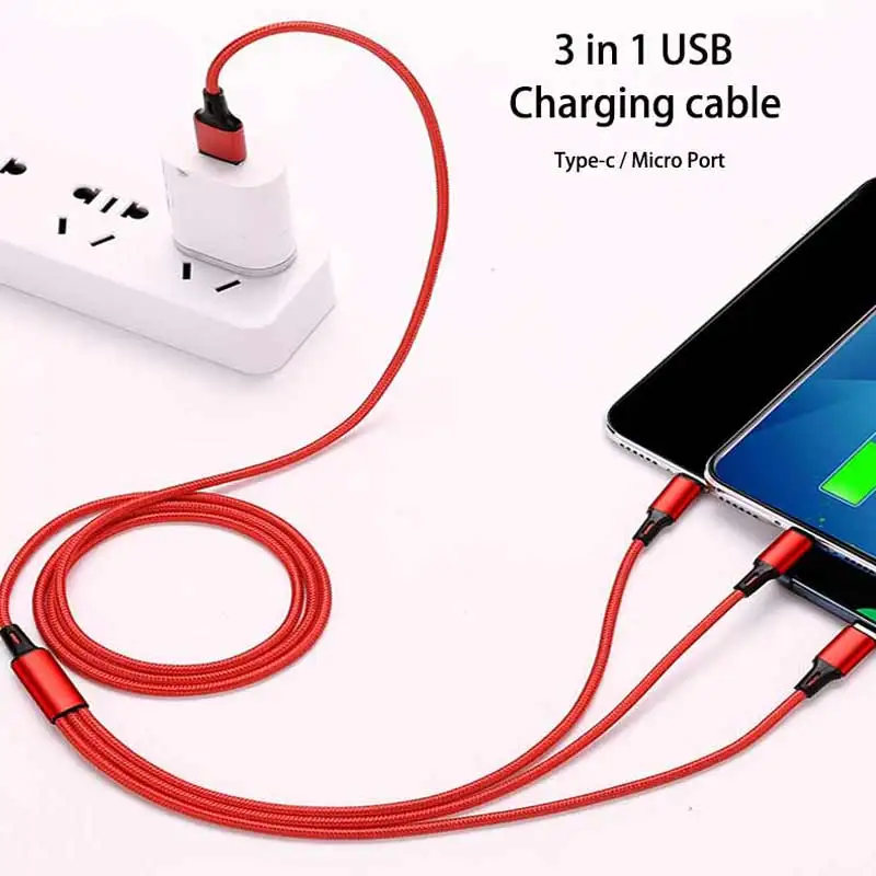 Usb кабель зарядный 3 в 1 с micro usb портом и поддержкой быстрой зарядки|Кабели для