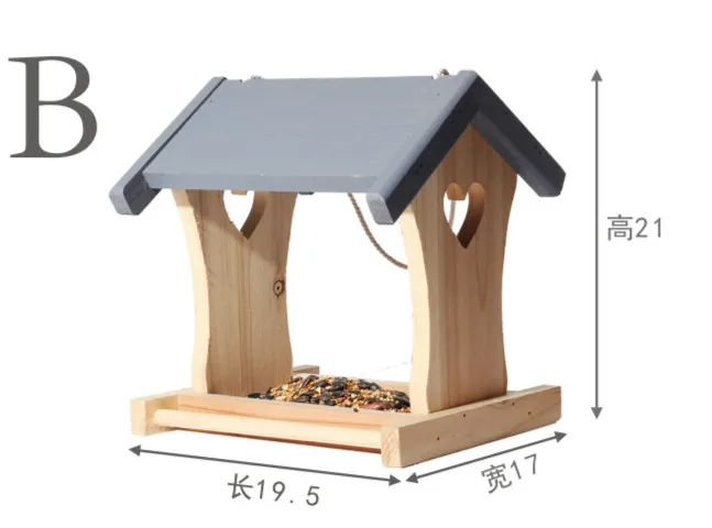 Кормушка для птиц деревянный подвесной контейнер для еды для птиц непромокаемый балкон Вилла Дом тип кормушка для птиц украшение сада mx10111141 - Цвет: B