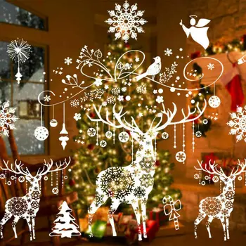 

1 Set Removable Christmas Window Decorative Films Art Wall Window Stickers Xmas Party Home Decor