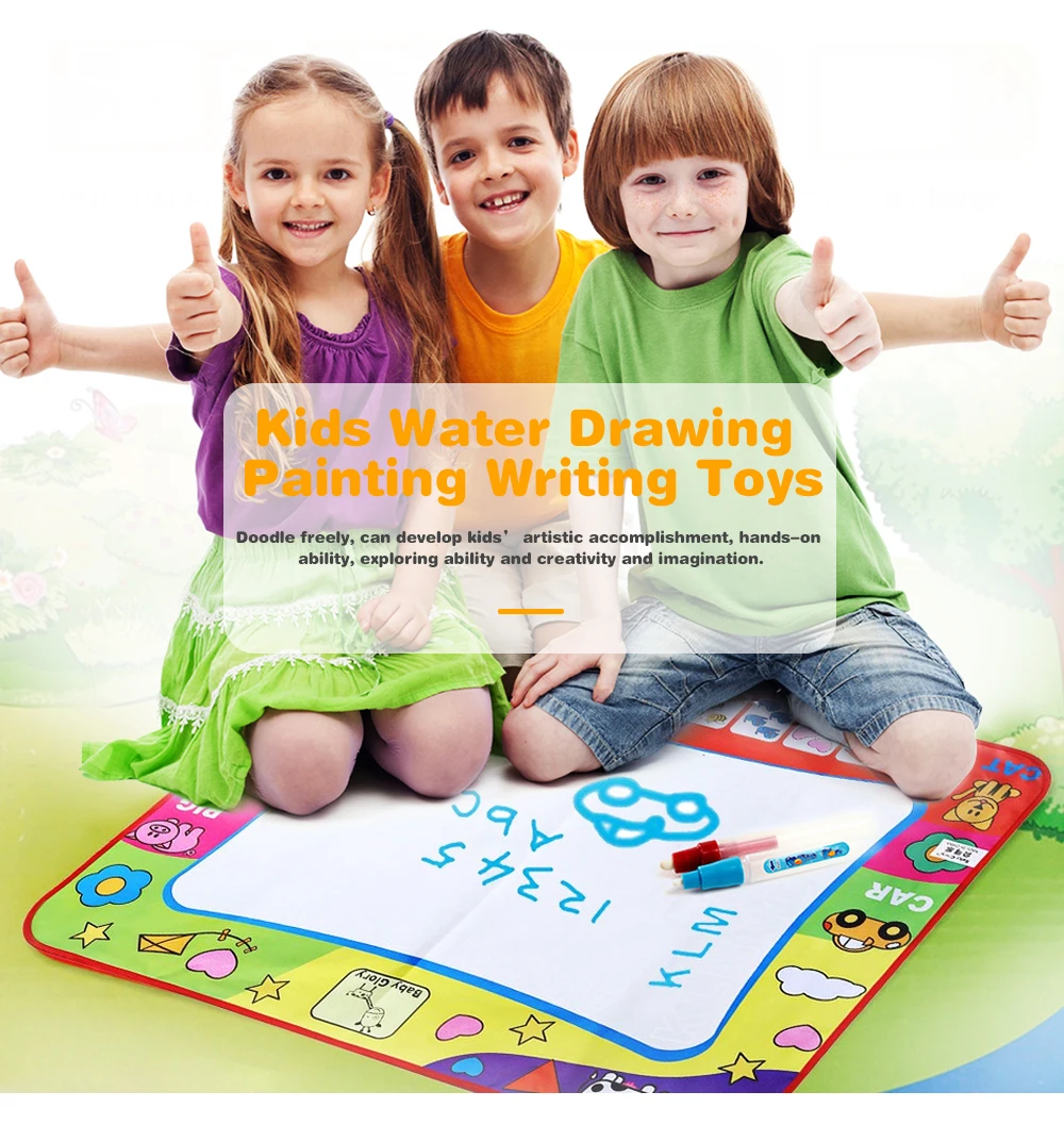 _0180X60cm Kids Water Drawing Painting Writing Toys Doodle Aquadoodle Mat Magic Drawing Board+2 Water Drawing Pen Intelligence Toys