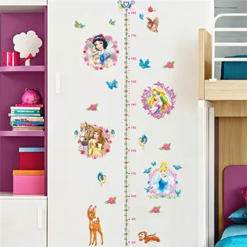 Colorato principessa uccello cervo misura altezza adesivi murali decalcomanie camera da letto per bambini asilo decorazione adesivo da parete decalcomanie 1