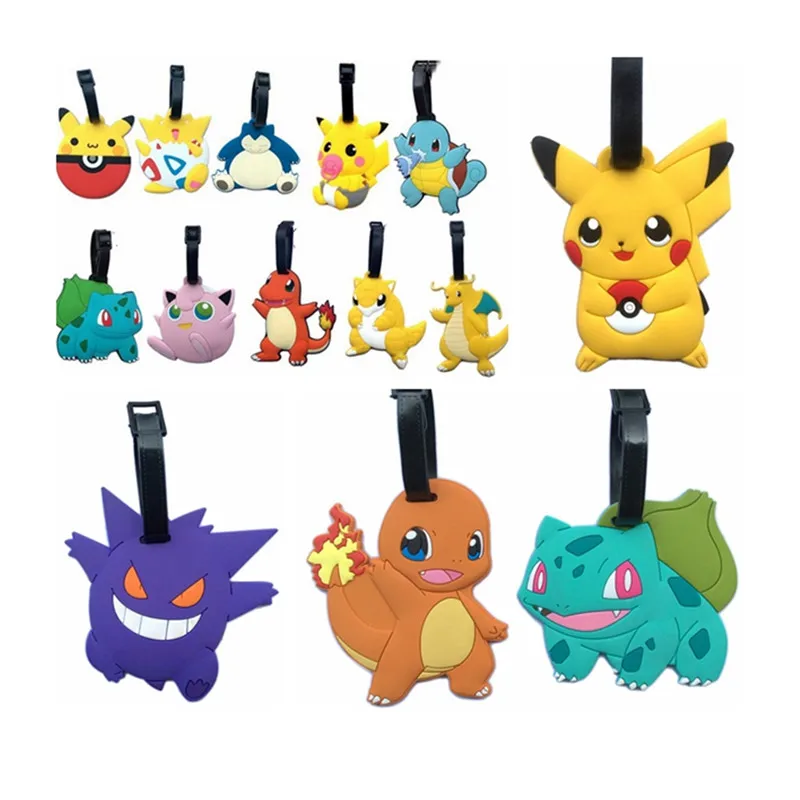

New Fashion Suitcase Pikachu Pokemon Luggage Tags Cute ID Address Holder Mermaid Luggage Label Travel Accessories Bag Tag