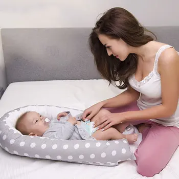 

Cotton Baby Bionic Bed Portable Removable And Washable Newborn Bed In Bed Printing Children's Bed Baby Travel Bed