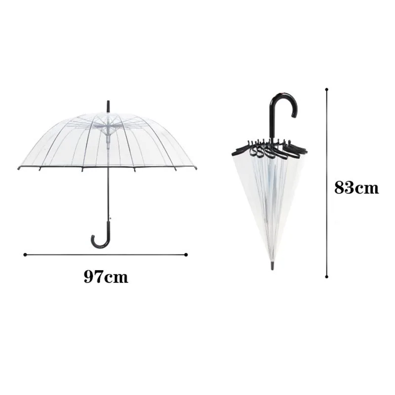 Automatic Umbrella Kids Umbrella Transparent Big Long Handle Male Female Rain Fashion Solid