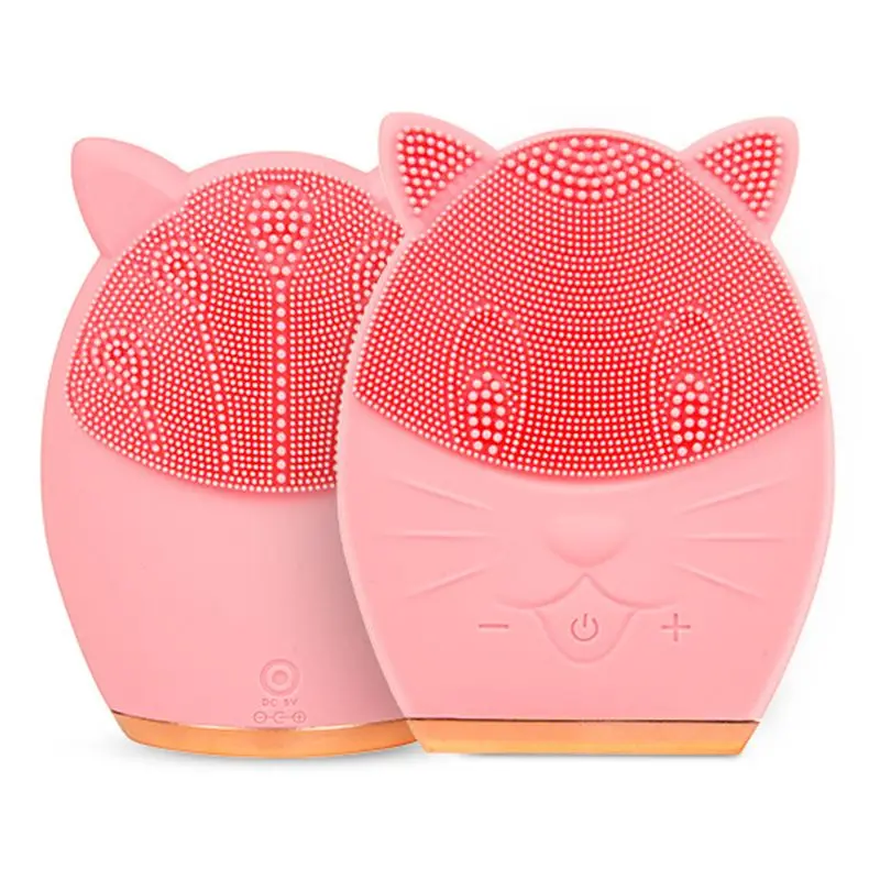 Cat pink USB щетка для очищения лица, массажер для лица против старения, электрическая щетка для лица, силиконовая щетка для очищения лица, уход за кожей, контроль жирности и черных точек - Цвет: Cat pink