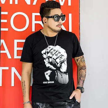 

Popular Brand Fat Short-Sleeved T-shirt Men's Large Size Loose round Neck Summer Plus-sized Men's plus-Sized T-shirt Lard-Bucket