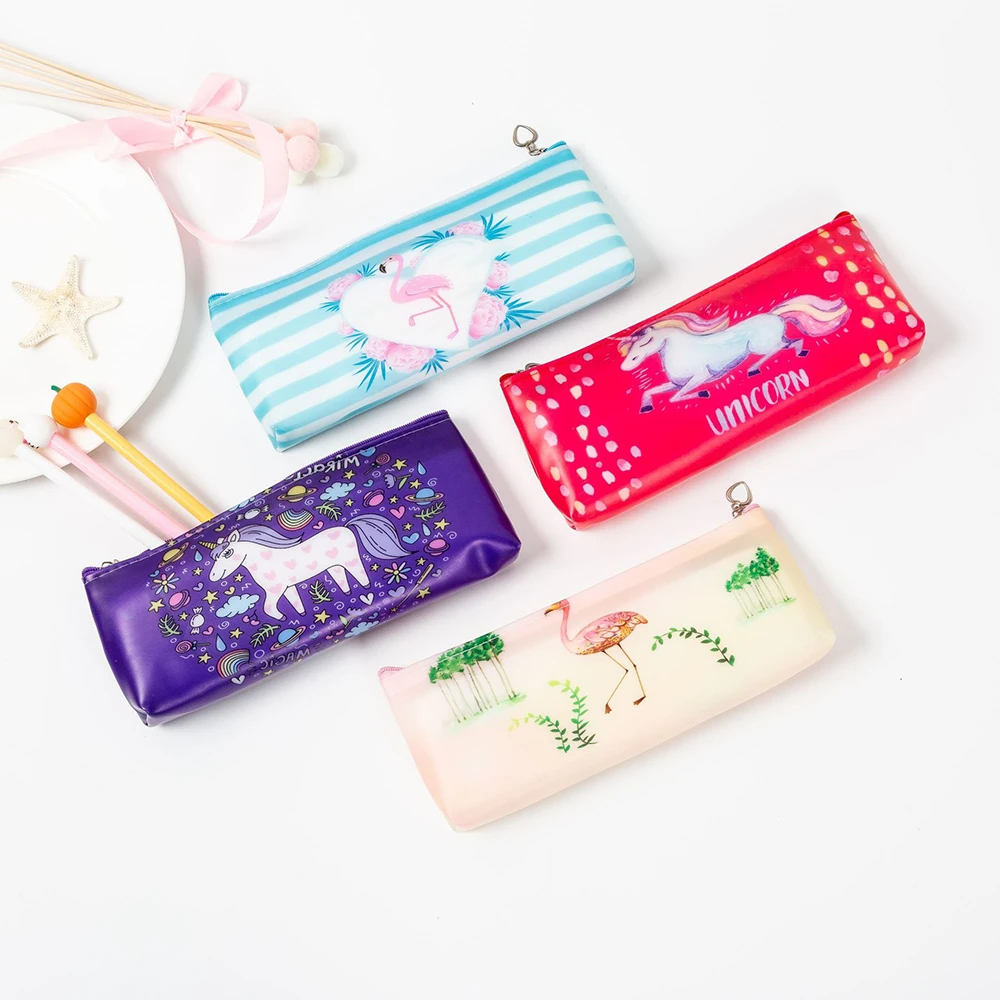 

1 Pcs Set of Creative Cartoon Unicorn Pen Bag Jelly Gel Waterproof Multifunction Stationery Pencil Case Student School Supplies