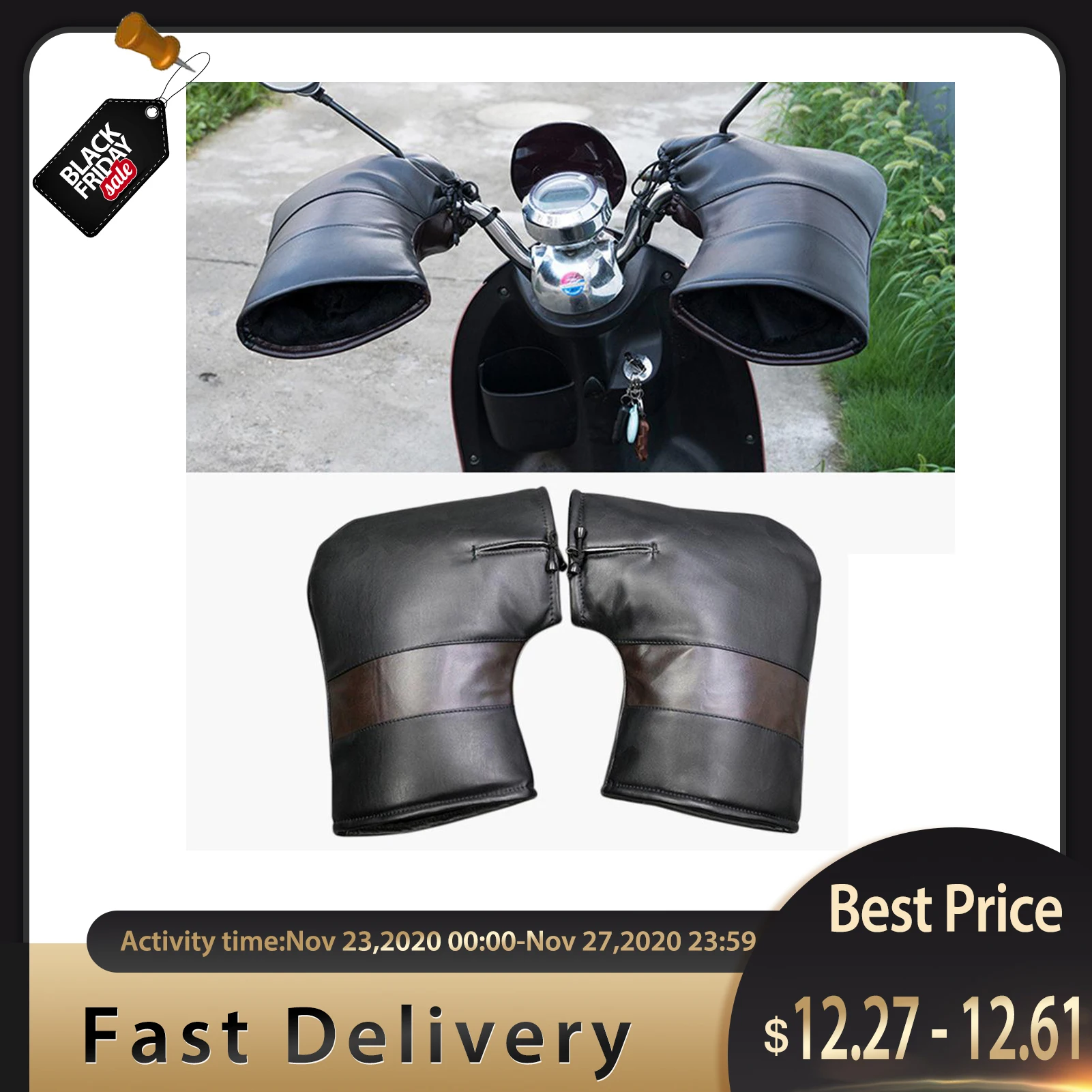 New 2pcs Protective Motorcycle Scooter Warm Handlebar Muff Grip Handle