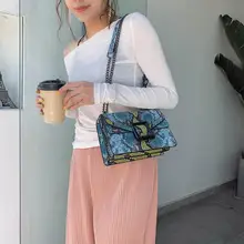 Ретро змеевидная цепь, круглая сумка через плечо для женщин, сумки с принтом, маленькие сумки на плечо из искусственной кожи, женская сумка-мессенджер