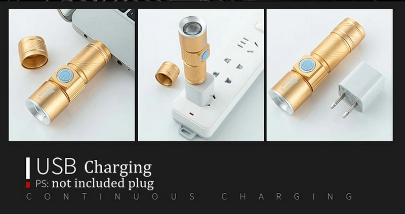 Zoomable Bike Front Light  Bicycle Flashlight USB Charging Flashlight Cycling Waterproof Torch Bike Headlight Bicycle Light (5)