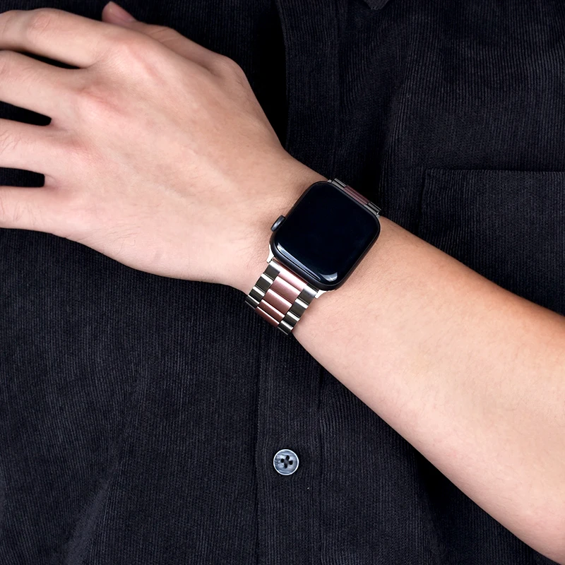 Ремешок из нержавеющей стали для Apple Watch 44 мм 40 мм 42 мм 38 мм 5 4 3 2 металлический ремешок для часов браслет для iWatch серии с разъемом