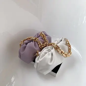 

2020 High Quality Thick Chain Net Red Pleated Cloud Bag Goddess Western Style Shoulder Bag/ Hand Bag Armpit Bag WOMEN'S Bag Bag