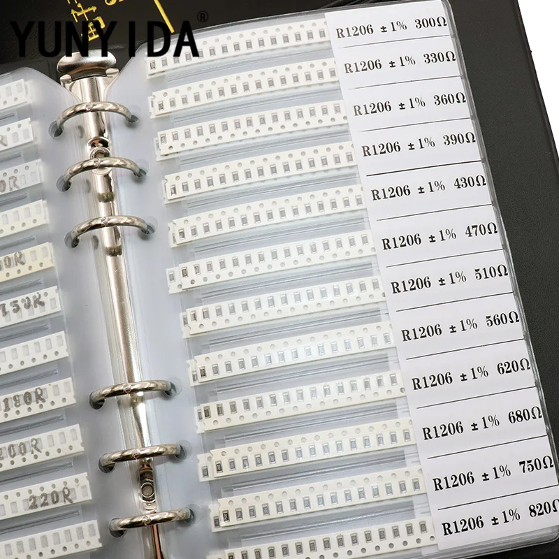 New 0201 0402 0603 0805 1206 SMD Resistor Sample Book 1% Tolerance 170values Assortment Kit Resistor Kit 0R~10M resistor capacitor inductor empty sample book with 20pages empty pages for 0201 0402 0603 0805 1206 smd empty book