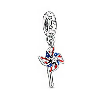 

2020 Summer New 925 Sterling Silver Pinwheel Dangle Charms Beads fit Original 3mmBracelets Women DIY Jewelry
