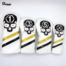 [2 цвета] Гольф череп головные уборы гольф Драйвер файрвэй лес гибридные Чехлы 135X4 шт./партия водонепроницаемый PU новинка подарок