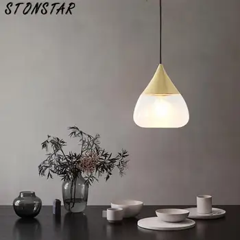 

Postmodern Nordic style glass single pendant lamp Japanese style dining room plated rose gold E27 LED lighting 1642715
