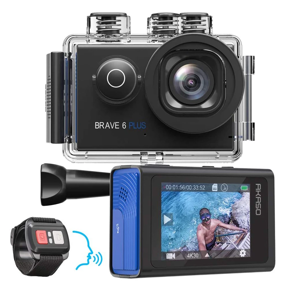 

AKASO Brave 6 Plus 4K 30FPS 20MP WiFi Action Camera Touch Screen EIS Voice Remote Control Sports Camera Underwater Helmet Camera