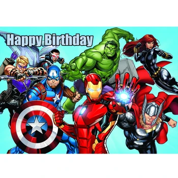 

Comics Superheros Avengers Iron Man Photo Backdrop Studio Children Birthday Party Photo Backgrounds Photocall 7X5ft