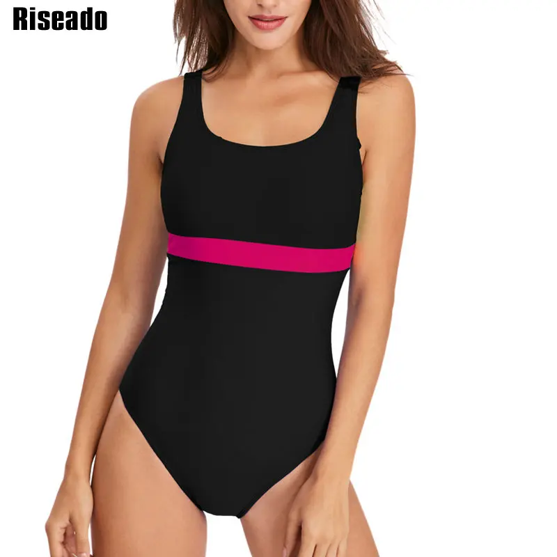 

Riseado New One Piece Swimsuit Women 2019 Sport Competition Swimwear Patchwork Racing Swimming Suits for Women U-back Bathers