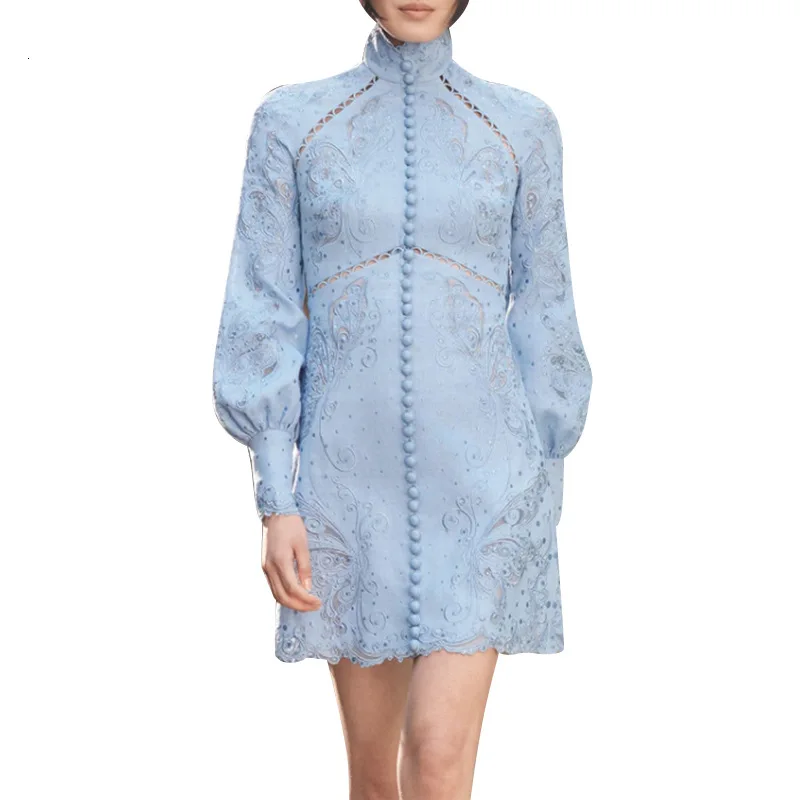 COLOREE осеннее женское платье винтажное открытое белое/синее мини-платье элегантное женское платье с длинным рукавом высокого качества