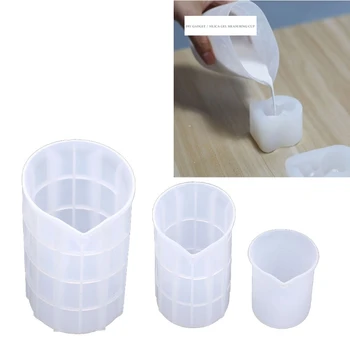 

3Pcs 100ml 350ml 750ml Flexible Silicone Measuring Cup Resin Jewelry Tools Kit