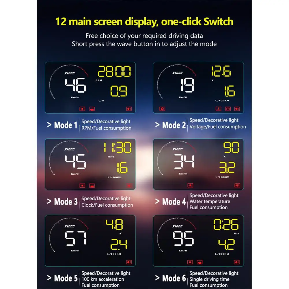 Yfashion 5,5 дюймов Автомобильный HUD Дисплей с головкой OBD2 СВЕТОДИОДНЫЙ цветной экран Автомобильный диагностический инструмент система сигнализации Автомобильный диагностический инструмент
