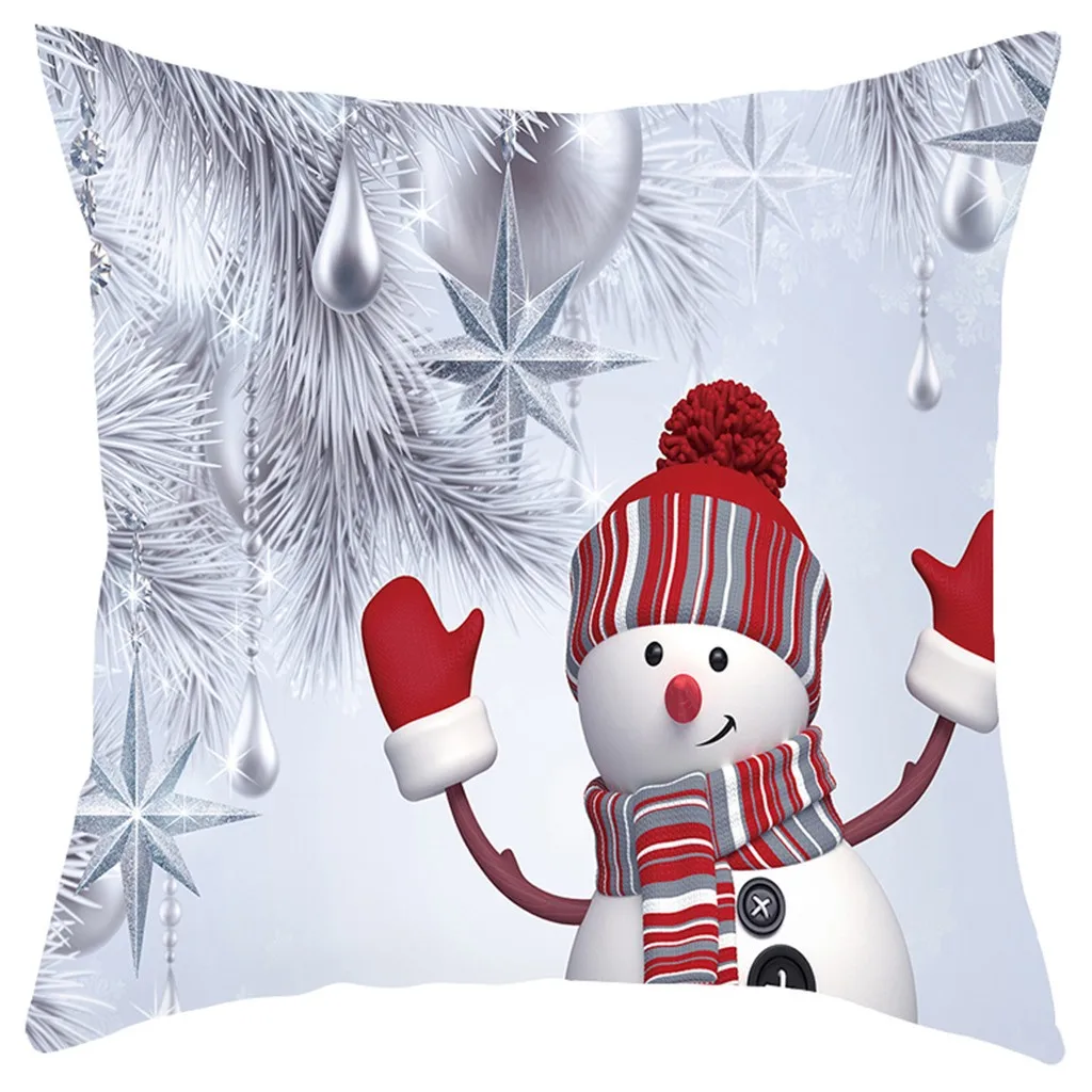 Рождественская подушка для дома, декоративные подушки для дивана, наволочка с изображением автомобиля, Рождественская наволочка с изображением снеговика