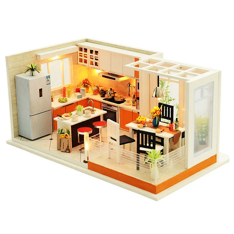 

Modern Kitchens Handmade Dollhouse Furniture Miniature Diy Dollhouse Miniature Dollhouse Wooden Toys For Children