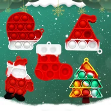 Pops – porte clés de noël à fossettes simples, cadeau de noël, Anti Stress pour autisme, tdah, jeu sensoriel pour enfants