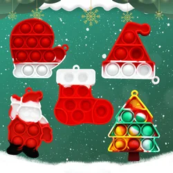 Pops – porte clés de noël à fossettes simples, cadeau de noël, Anti Stress pour autisme, tdah, jeu sensoriel pour enfants 