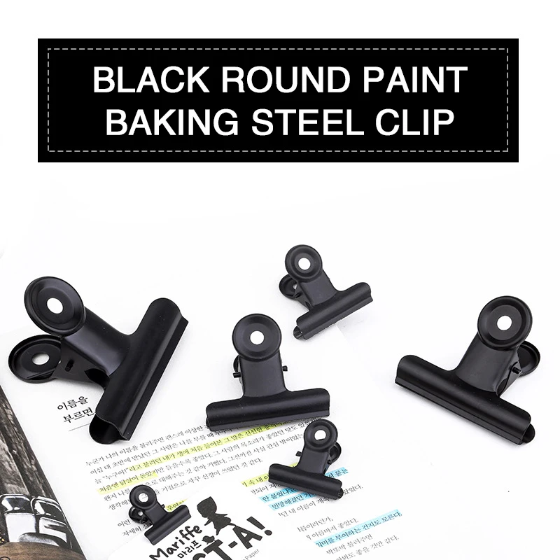 

1p Black Metal Clip Stationery Office Supplies Household Paper Clip Fixing Small Book Clip Sketching Board Sketching Clip