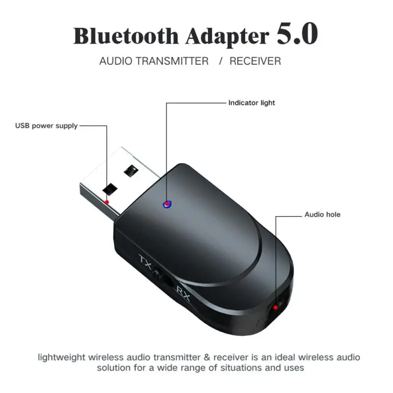 Bluetooth 5.0 Audio Receiver Transmitter KN330 2 In 1 Dual Output USB Computer TV Car Adapter For PC Cellphones Headphone