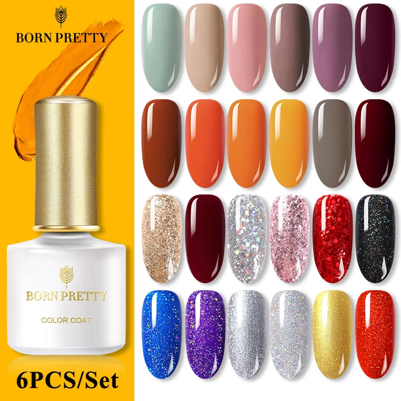 

BORN PRETTY 6PCS Gel Nail Polish Set 6ml Yellow Purple Soak Off Nail Art Gel varnish Nail Color Varnish Nail Kit