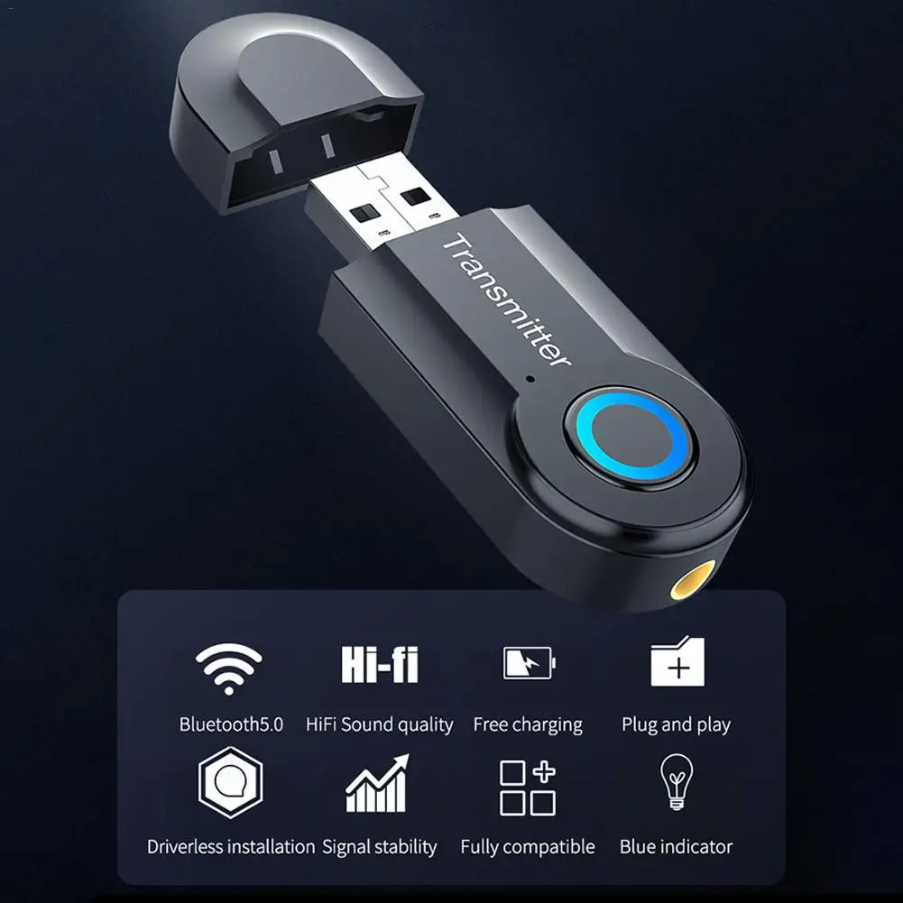 USB Bluetooth передатчик беспроводной аудио адаптер 5,0 ТВ компьютер Bluetooth передатчик адаптер 5,0