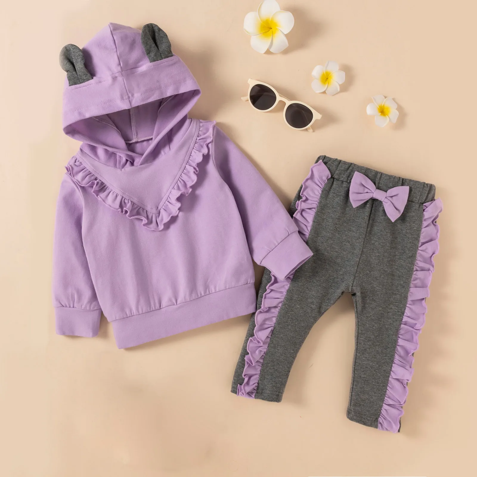 

New Born Baby Girls Boys Clothes Set Cartoon Ear Hooded Sweatshirt +Pants Sets Infant Tracksuit Baby Girl Clothing 0-24 Months