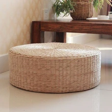 MSM Furniture Japanese Style Tatami Seat Cushion,removable And Washable Thicken Linen Futon Chair Cushion,round Chair Seat Cushions Pad Brown D40cm 16inch 