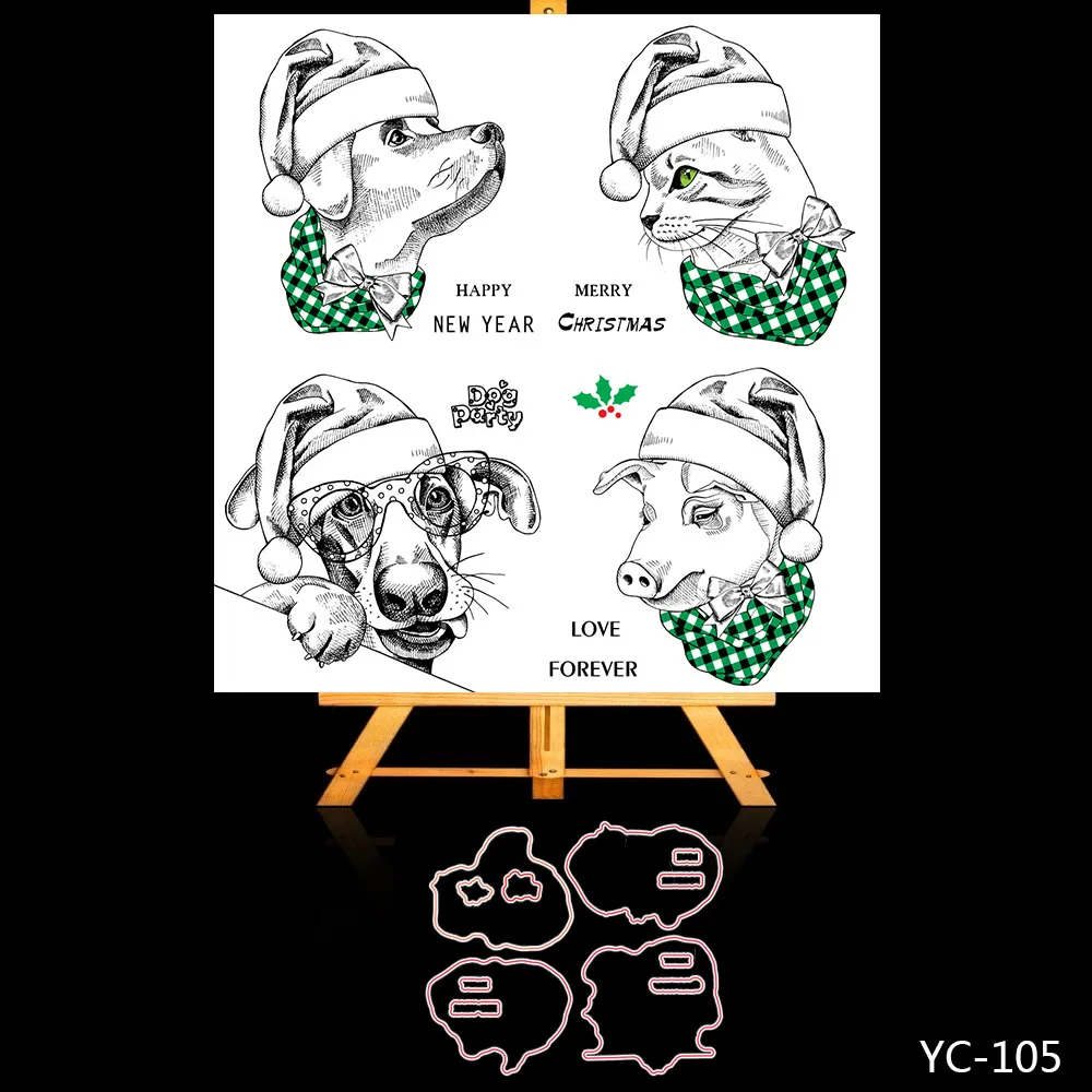 AZSG Рождество талисман Cuting Dies прозрачные штампы для DIY скрапбукинга/украшение для альбома Силиконовая печать ремесла