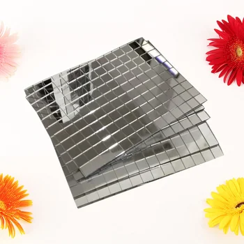 

5PCS Small Self Adhesive Square Glass Crafts Mosaic Tiles Mosaic Mirror for Home DIY Decoration Crafts