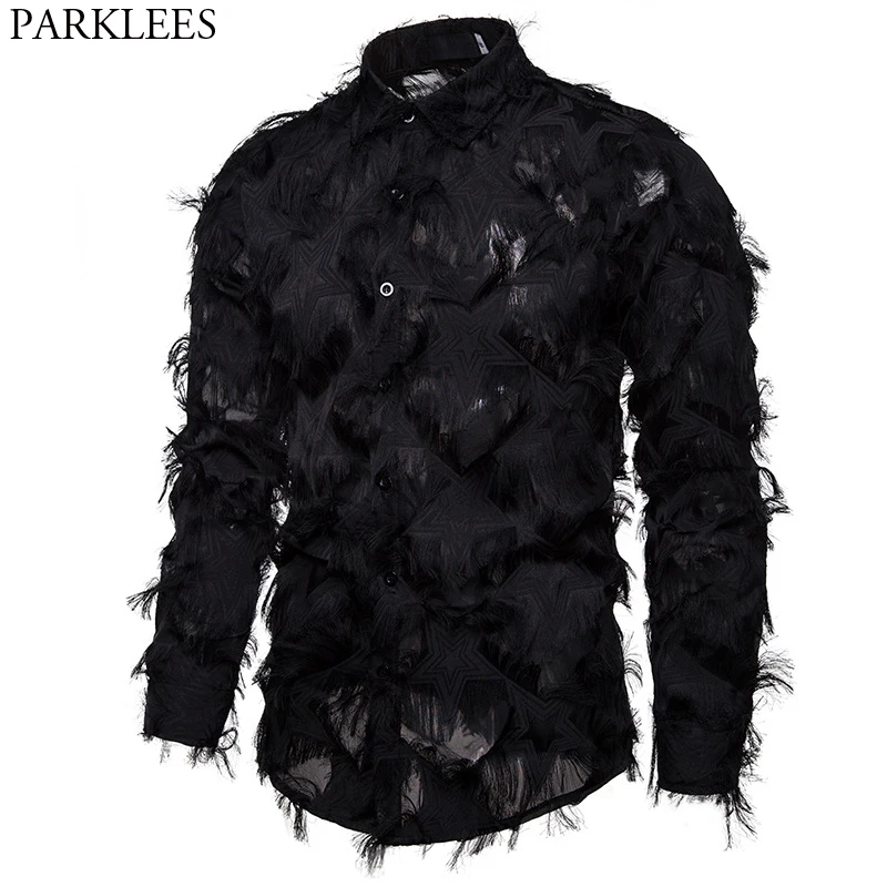 Sexy Black Feather Star Clubwear Shirt Men 2020 Stage Prom Dress Shirts Mens Party Dinner Event Prom Shirt Male Chemise Homme Sexy Black Feather Star Clubwear Shirt Men 2020 Stage Prom Dress Shirts Mens Party Dinner Event Prom Shirt Male Chemise Homme