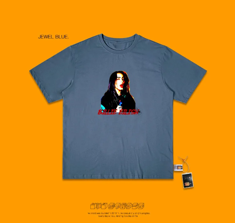 Billie Eilish пирус груша Паровая волна короткий рукав рендеринг без подкладки верхняя одежда женская школьная ветер половина рукава Matcha зеленый T A
