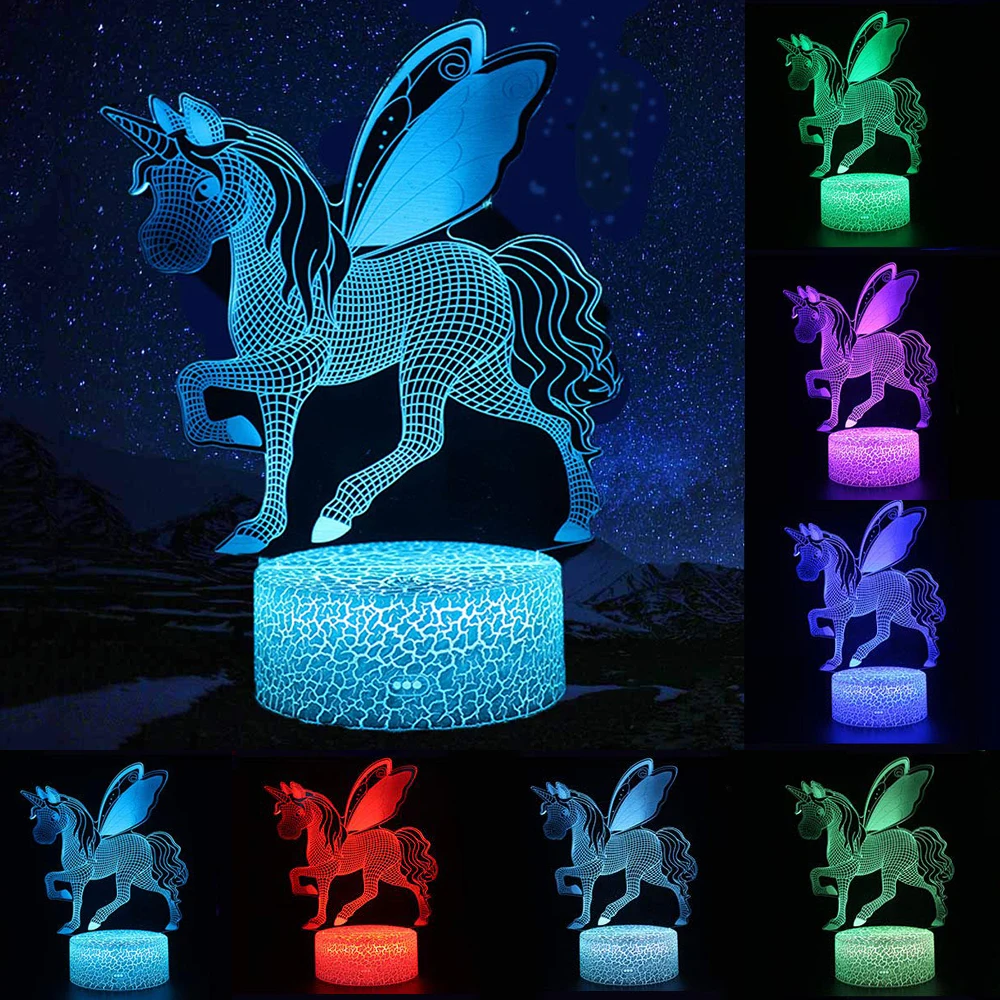  Unicorn Lamp Night Light Pegasus 3D Led Lamps Night Light LED Night Light Decor Led light Lamp Led  - 4000207242523
