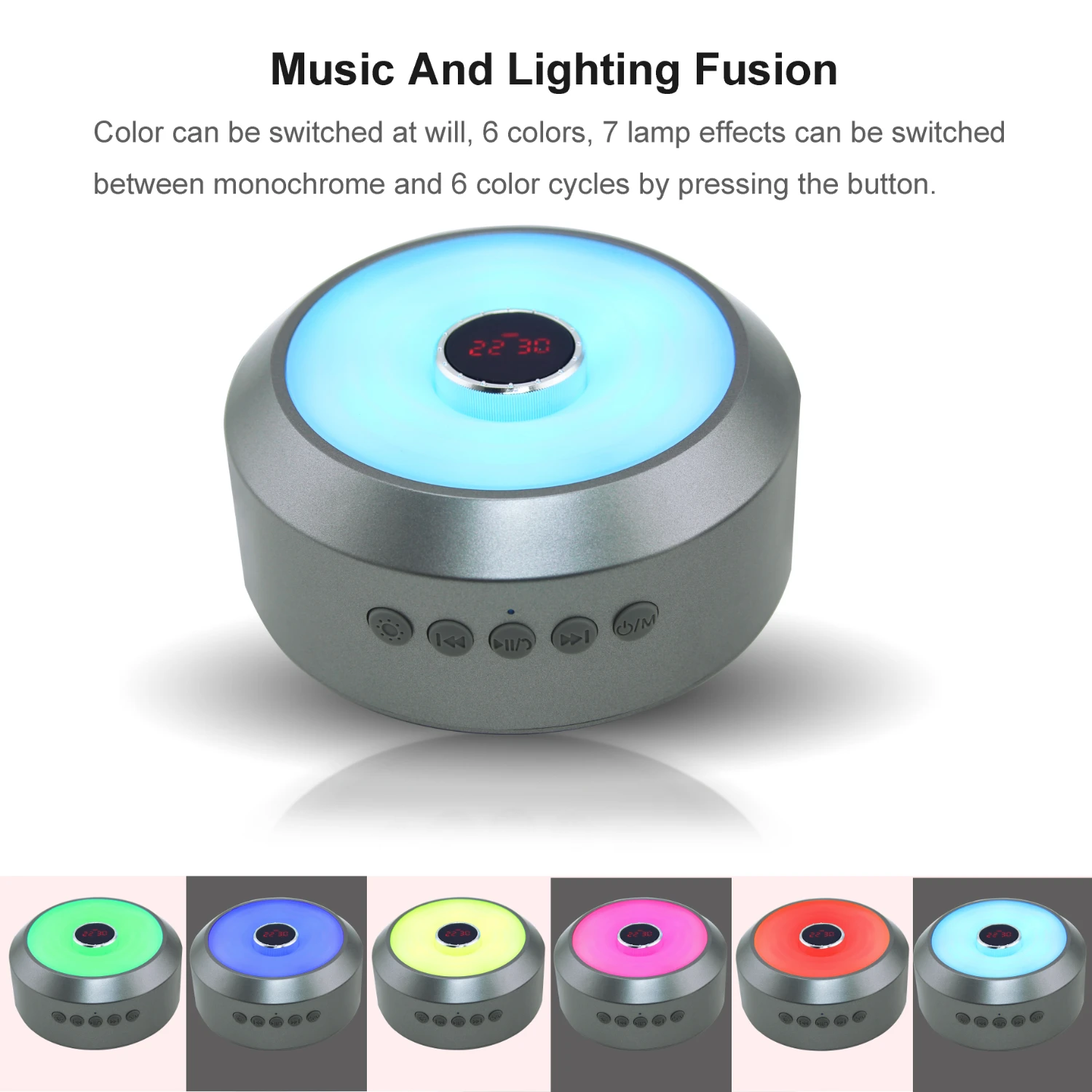 

CHYI Portable Bluetooth Handsfree Music Speaker With Clock Display Mini Wireless Colorful Hifi Boombox Audio Loudspeaker For PC