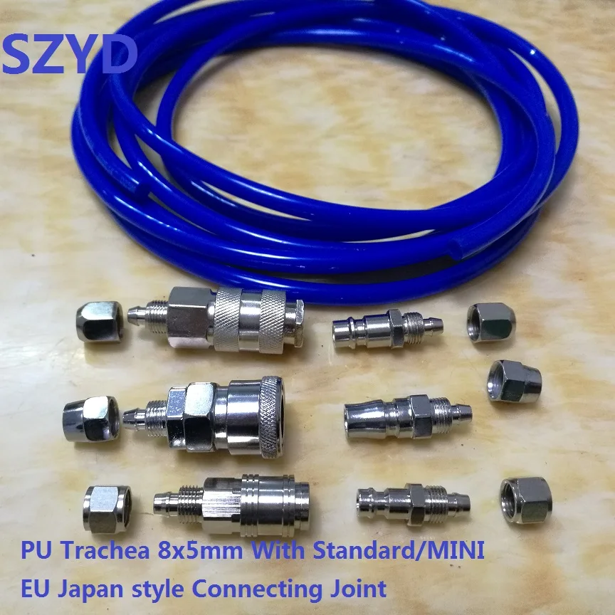 Medidores Azul do Plutônio Traqueia 8×5 mm Mangueira do Compressor de ar Duto de ar 8*5 com Padrão Mini Estilo da ue Japão Junção de Conexão 10 15 20